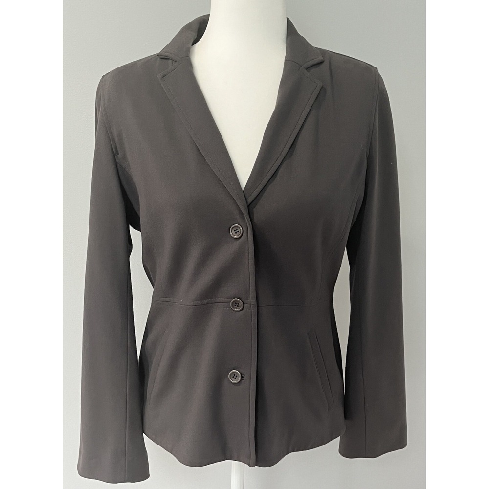 Eileen Fisher Women's‎ Button Front Blazer Jacket Silk Lined Gray Petite M